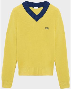 Loewe Bicolor V-Neck Sweater - Yellow