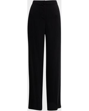 Natori Mid-Rise Straight-Leg Stretch Crepe Pants - Black