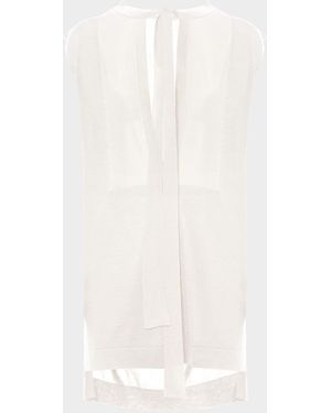 Malo Cashmere-Silk Sleeveless Neck-Tie Top - White