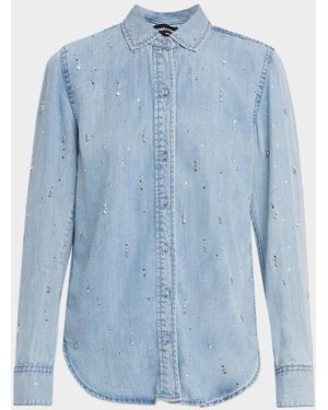 Generation Love Marcello Embellished Denim Button-Front Shirt - Blue