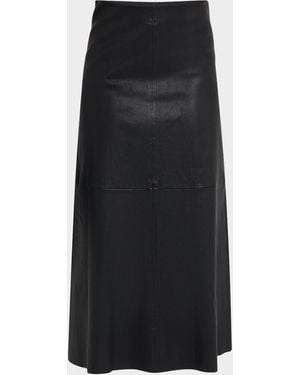 By Malene Birger Simoas Lambskin Leather Midi Skirt - Black