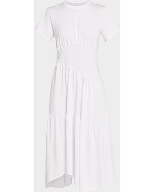 FRAME Short-Sleeve Gathered Maxi Dress - White