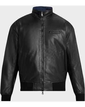 Avirex Apos;S Reversible Nylon To Napa Leather Track Jacket - Gray