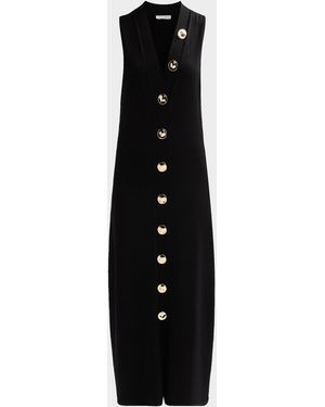 Altuzarra Axia Button-Front Knit Sleeveless Maxi Dress - Black
