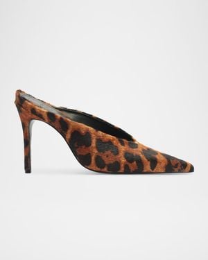SCHUTZ SHOES 100Mm Loren Leopard Calf Hair Mule Pumps - Brown