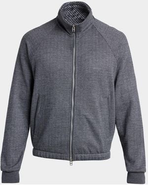 Tom Ford Apos;S Herringbone Full-Zip Jacket - Gray