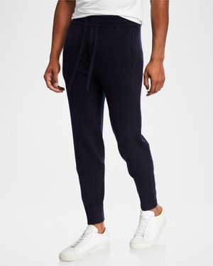 Vince Solid Wool-Cashmere Jogger Pants - Blue