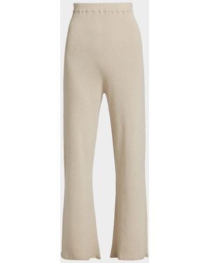The Elder Statesman Delicash Silk-Cashmere Knit Flared Pants - Natural