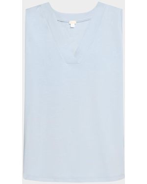 Hanro Pure Comfort Lace-Inset Tank Top - Blue