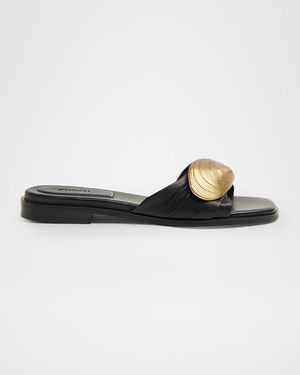 Jonathan Simkhai Gigi Oyster Leather Slide Sandals - Multicolor