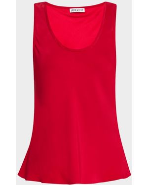 Argent Scoop-Neck Silk Charmeuse Tank - Red