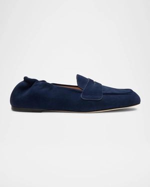 Stuart Weitzman Bryant Elasticized-Back Suede Loafers - Blue