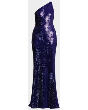BCBGMAXAZRIA Estelle Open-Back Sequin Column Gown - Blue