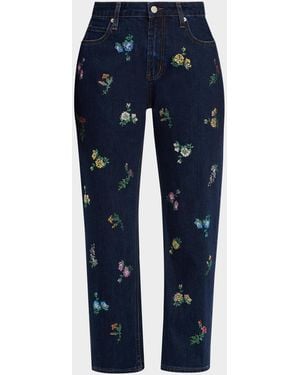 Libertine Joy And Mirth Embellished Straight-Leg Ankle Boyfriend Jeans - Blue