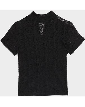 PAIGE June Floral Lace Tee - Black