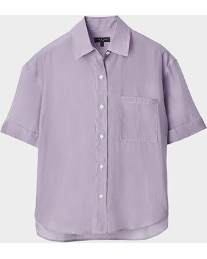 Rag & Bone Connie Short-Sleeve Organza Top - Purple
