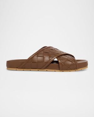 Bottega Veneta Apos;S Tarik Intrecciato Leather Crisscross Sandals - Brown