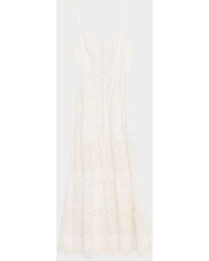 Alice + Olivia Shanti Embroidered Cotton Maxi Dress - White