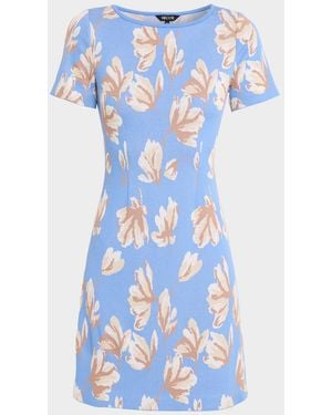 Misook Floral Jacquard Mini Dress - Blue