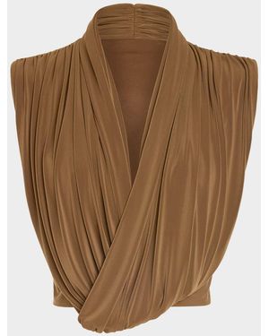 Ramy Brook Evie Draped Jersey Crop Top - Brown