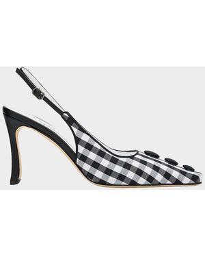 Manolo Blahnik 90Mm Alexa Gingham Slingback Pumps - Natural