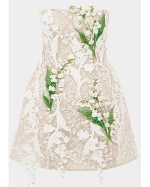 LEO LIN Roselle Strapless Fit-&-Flare Lace Mini Dress - Natural