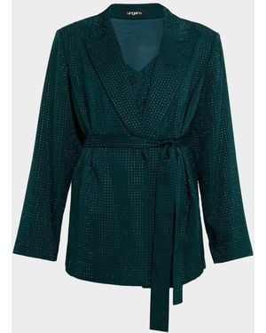 Emanuel Ungaro Rhinestone Wrap-Front Jacket - Blue