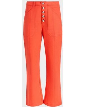Cinq À Sept Wallace Cropped Button-Fly Pants - Red