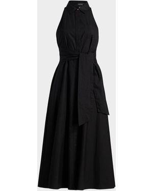 Toccin Chelsea Cotton Tie-Waist Midi-Shirtdress - Black