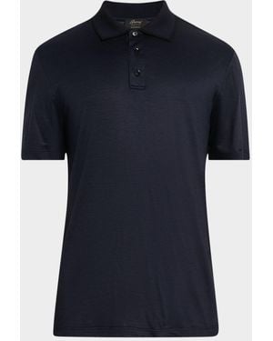 Brioni Stairweave S180 Wool Polo Shirt - Blue