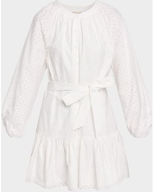 Shoshanna Andi Flounce Eyelet Mini Dress - White