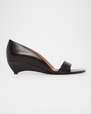 Jil Sander 35Mm Leather Wedge Sandals - Black