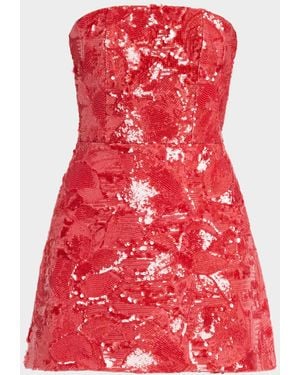 HELSI Linda Strapless Floral Sequin A-Line Mini Dress - Red