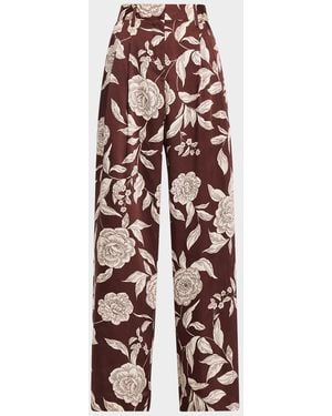 Tanya Taylor Jodi Floral Twill Wide-Leg Pants - Multicolor
