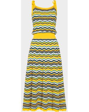 Ramy Brook Cali Chevron Knit Midi Dress - Yellow