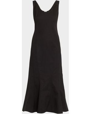 FFORME Cary Sleeveless Poplin Midi Trumpet Dress - Black