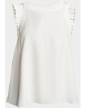 Cinq À Sept Tous Les Jours Lenore Crewneck Sleeveless Silk Top - White