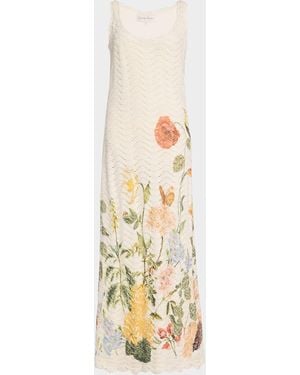 Cara Cara Orel Floral Crochet Knit Sleeveless Maxi Dress - Metallic