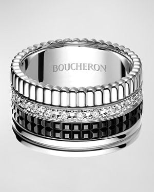 Boucheron Quatre Edition Large Diamond Band Ring, Size 54 - Metallic