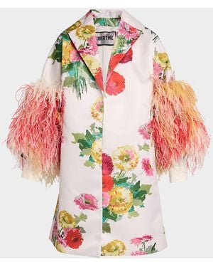 Libertine Pat Nixon Feathered Oversized Coat - Multicolor