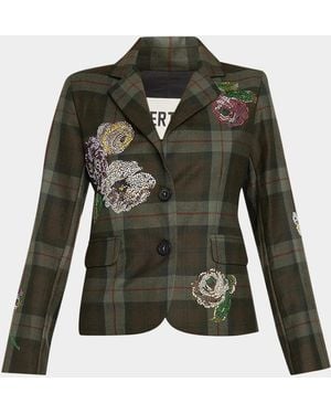 Libertine Scottish Rose Diamante Single-Breasted Classic Jacket - Green