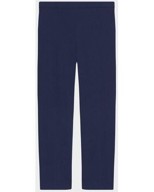 Theory Treeca Good Linen Cropped Pull-On Ankle Pants - Blue