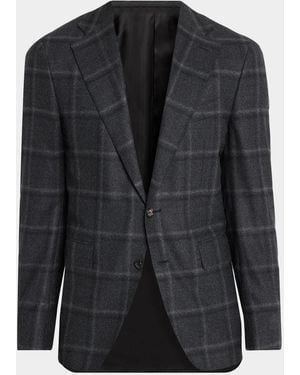 Canali Apos;S Ombre Windowpane Wool Two-Button Sport Coat - Black