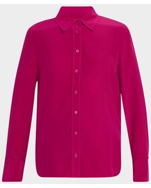 Argent Button-Down Silk Charmeuse Blouse - Pink