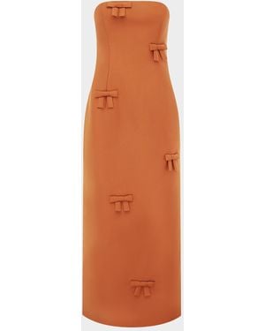 LEO LIN Rayna Bow-Embellished Bustier Column Maxi Dress - Orange