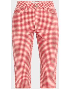 Damson Madder Gingham Capri Jeans - Red