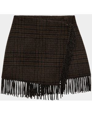 Rails Vista Plaid Wool-Blend Mini Skirt - Black