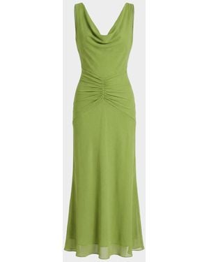 Nicholas Calia Ruched Cowl-Neck Maxi Dress - Green