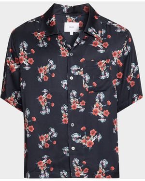 Rhude Apos;S Turbo Floral Viscose Short-Sleeve Shirt - Blue