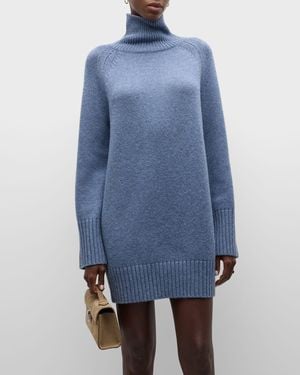 Vanessa Bruno Doralisa Turtleneck Wool Mini Sweater Dress - Blue